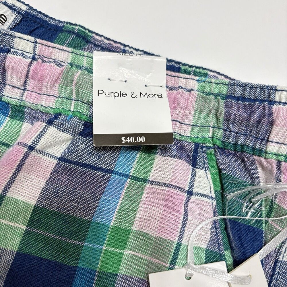 Purple And More Women’s Plaid Linen Shirts Size Large Coastal Relaxed Preppy - Picture 5 of 8